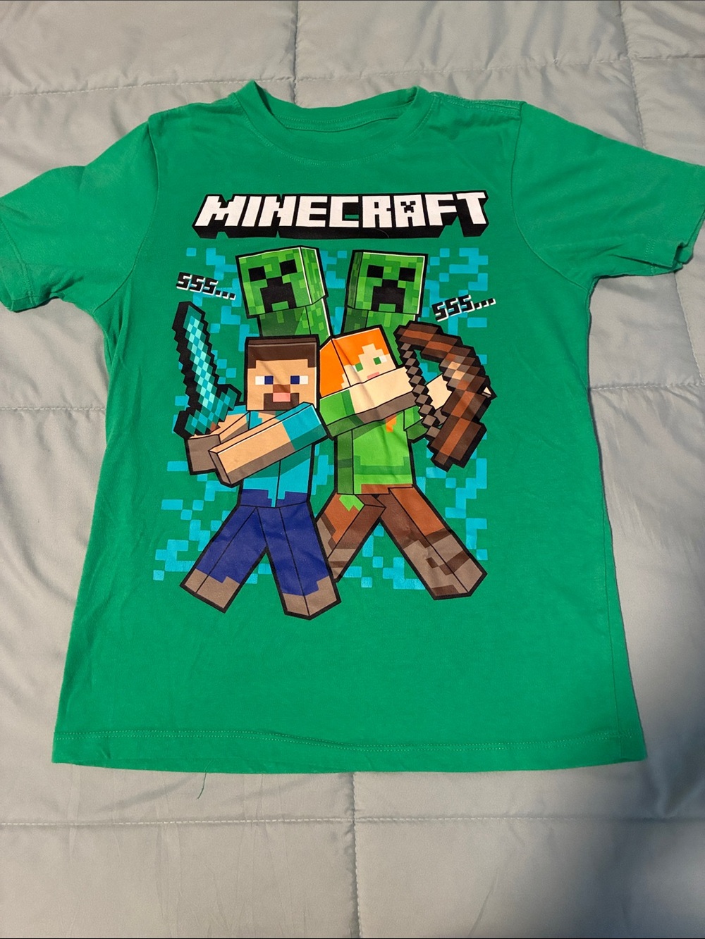 MAD Engine Minecraft Green Graphic Short Sleeve Tee